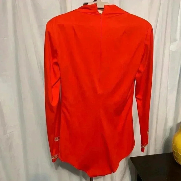 Vintage Orange Mignon Snap Bottom Body Suit. Sparkle Accent. Long Sleeve. Size m - Picture 6 of 10
